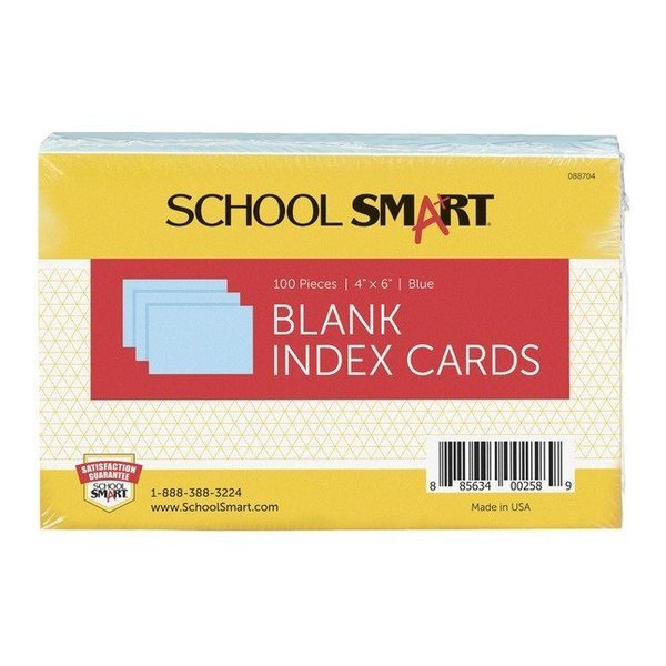 School Smart INDEX CARDS 4X6 UNRULED BLUE PACK OF 100 PK IND46BL